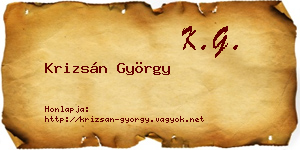 Krizsán György névjegykártya